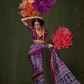 Printed Ajrakh Satin Crepe Saree with Ethnic Artistic Patterns