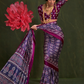 Printed Ajrakh Satin Crepe Saree with Ethnic Artistic Patterns