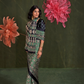 Printed Ajrakh Satin Crepe Saree with Ethnic Artistic Patterns