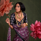 Printed Ajrakh Satin Crepe Saree with Ethnic Artistic Patterns