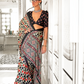 Printed Ajrakh Satin Crepe Saree with Elegant Traditional Vibes
