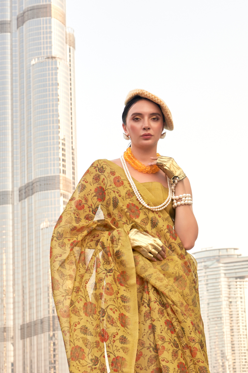 Tissue Saree with Elegant Handloom Weaving and Subtle Shine