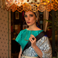 Printed Japan Satin Creep Saree with Elegant Flowing Drape