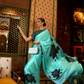 Printed Japan Satin Creep Saree with Elegant Flowing Drape