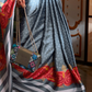 Printed Japan Satin Creep Saree with Elegant Flowing Drape