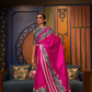 Printed Japan Satin Creep Saree with Elegant Flowing Drape