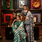 Printed Japan Satin Creep Saree with Elegant Flowing Drape