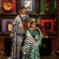 Printed Japan Satin Creep Saree with Elegant Flowing Drape