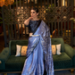 Printed Japan Satin Creep Saree with Elegant Flowing Drape