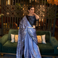 Printed Japan Satin Creep Saree with Elegant Flowing Drape