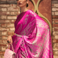 Printed Japan Satin Creep Saree with Elegant Flowing Drape