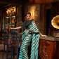 Printed Japan Satin Creep Saree with Elegant Flowing Drape