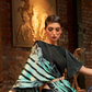 Printed Japan Satin Creep Saree with Elegant Flowing Drape