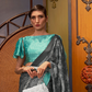 Printed Japan Satin Creep Saree with Elegant Flowing Drape