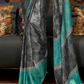 Printed Japan Satin Creep Saree with Elegant Flowing Drape