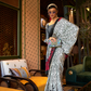 Printed Japan Satin Creep Saree with Elegant Flowing Drape
