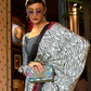Printed Japan Satin Creep Saree with Elegant Flowing Drape