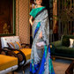 Printed Japan Satin Creep Saree with Elegant Flowing Drape