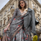 Poly Brasso Saree with Fine Handloom Weaving Detail