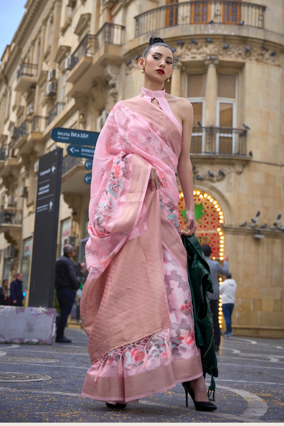Poly Brasso Saree with Fine Handloom Weaving Detail