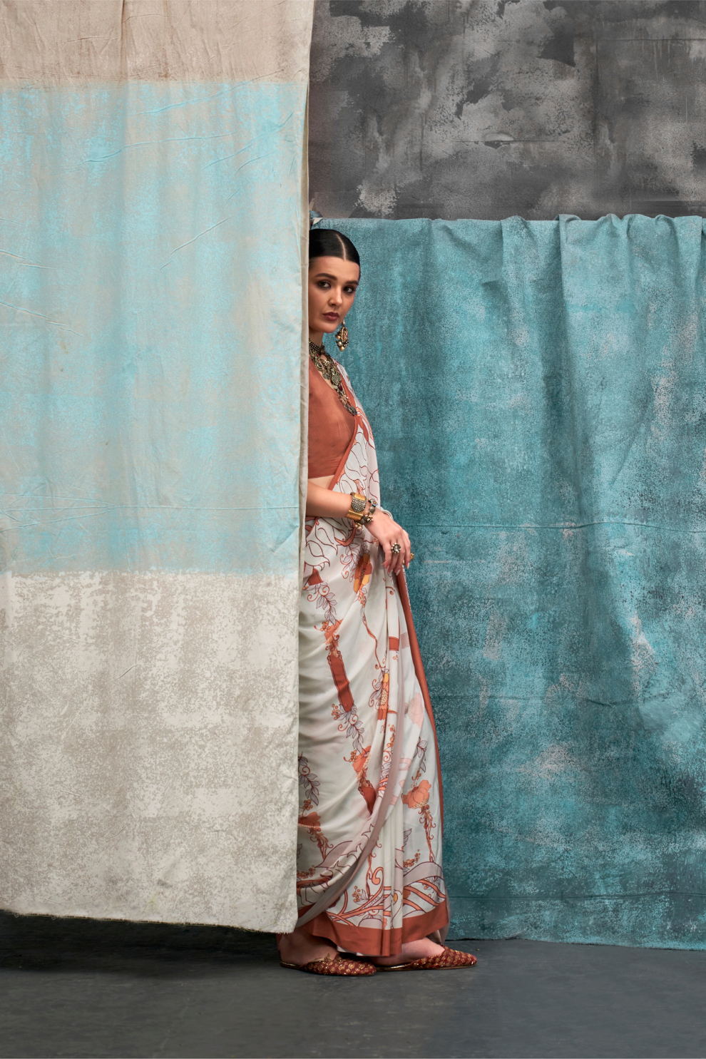 Pure Silk Crepe Saree with Statement Prints