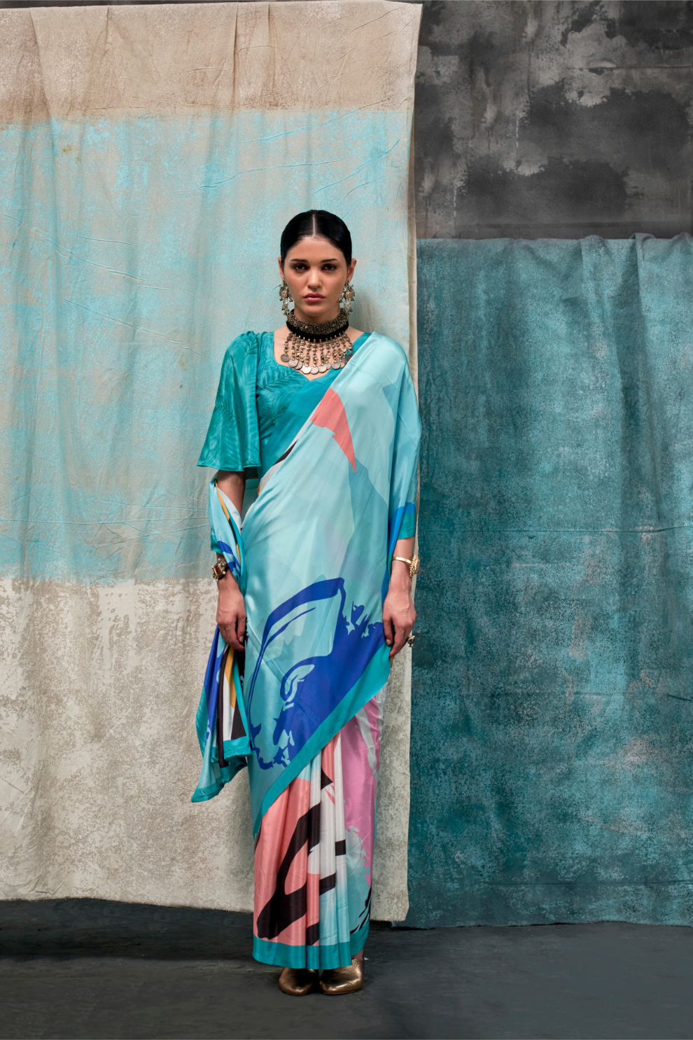 Pure Silk Crepe Saree with Statement Prints