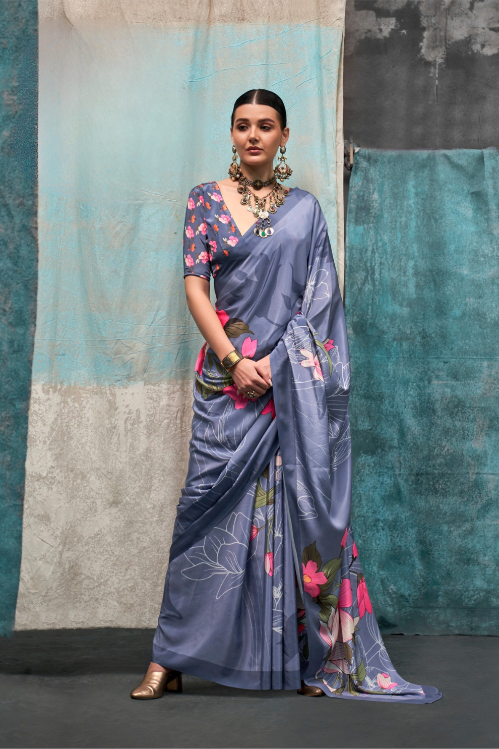 Pure Silk Crepe Saree with Statement Prints
