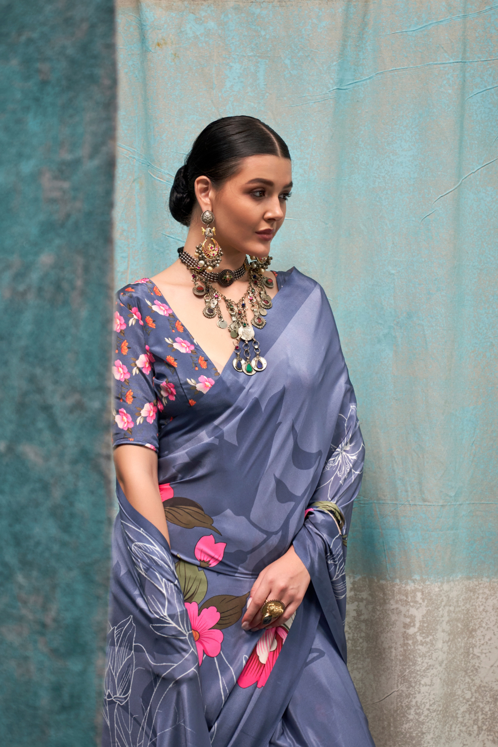 Pure Silk Crepe Saree with Statement Prints