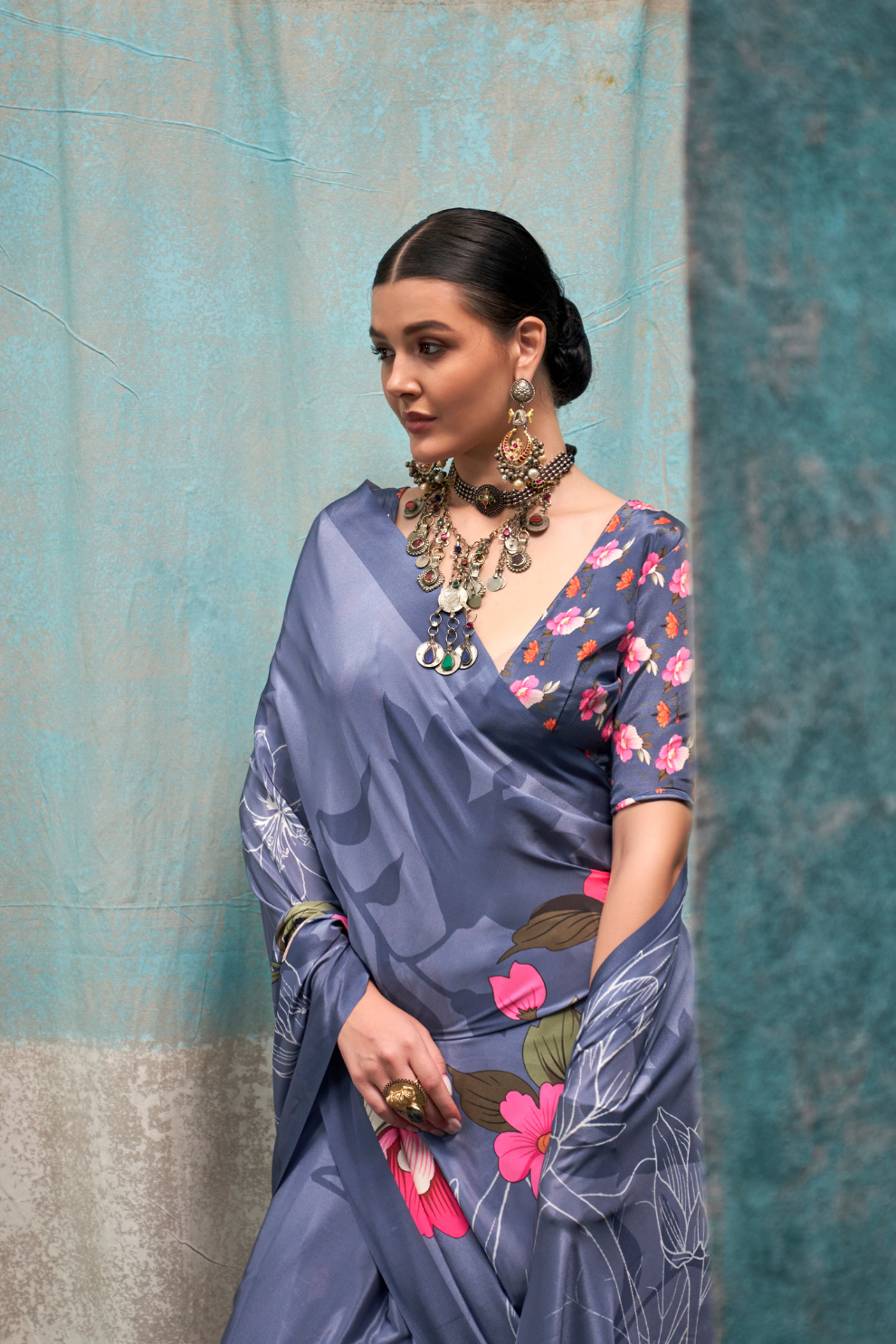Pure Silk Crepe Saree with Statement Prints