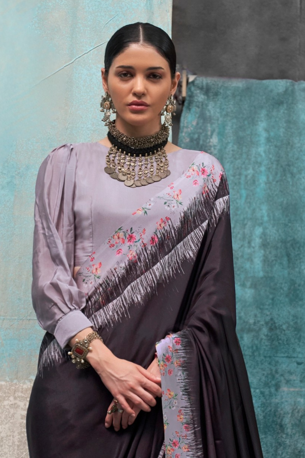 Pure Silk Crepe Saree with Statement Prints