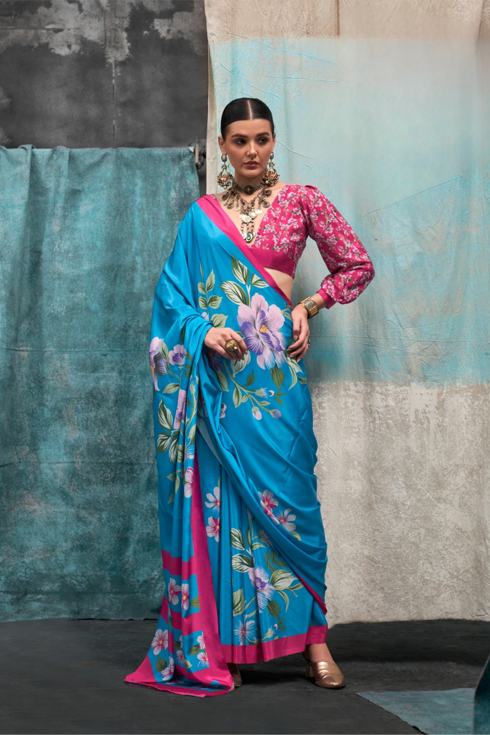 Pure Silk Crepe Saree with Statement Prints