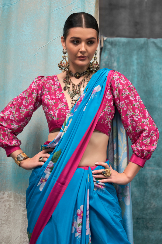 Pure Silk Crepe Saree with Statement Prints