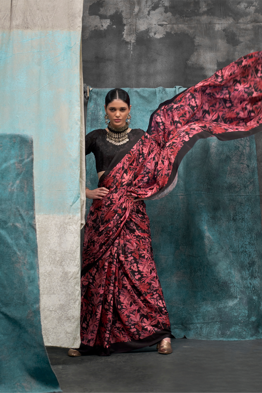 Pure Silk Crepe Saree with Statement Prints