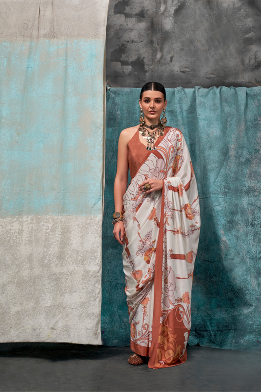 Pure Silk Crepe Saree with Statement Prints