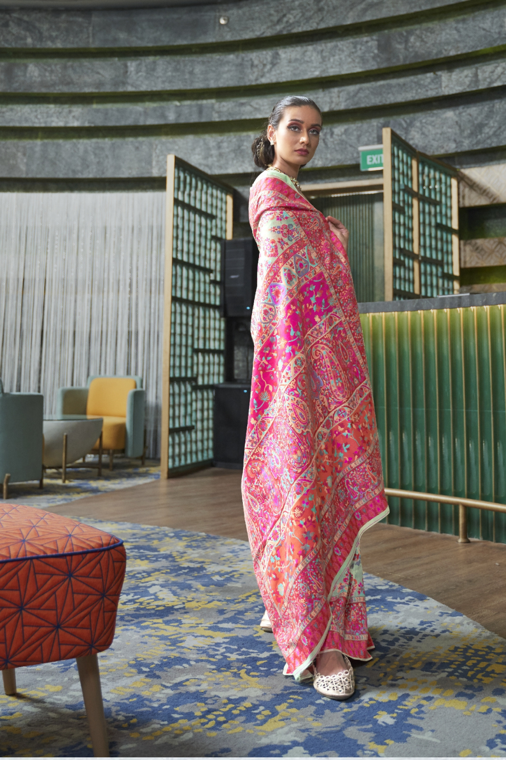 Elegant Kashmiri Kani Saree in Handloom Modal Silk