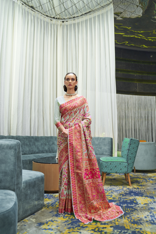 Elegant Kashmiri Kani Saree in Handloom Modal Silk