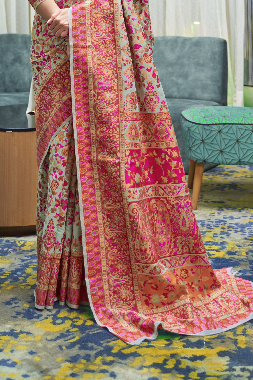 Elegant Kashmiri Kani Saree in Handloom Modal Silk