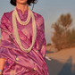 Printed Tussar Silk Saree with Elegant Artistic Patterns