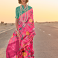 Printed Tussar Silk Saree with Elegant Artistic Patterns