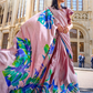 Printed Satin Creep Saree with Smooth Modern Style Finish