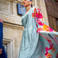 Printed Satin Creep Saree with Smooth Modern Style Finish