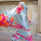 Printed Satin Creep Saree with Smooth Modern Style Finish