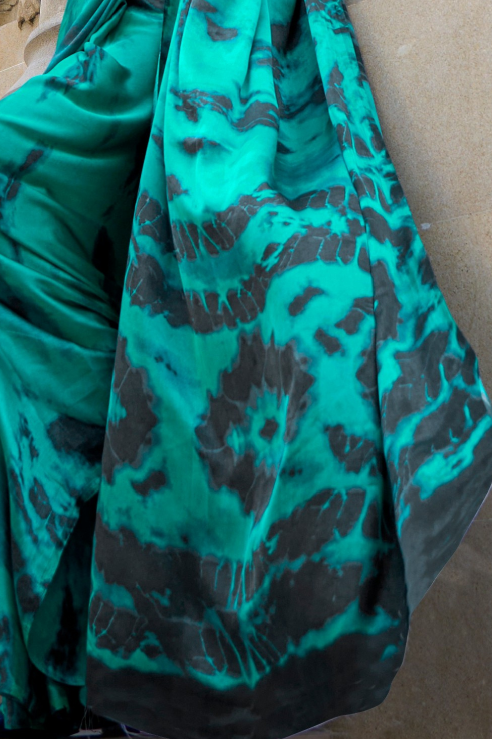 Printed Satin Creep Saree with Smooth Modern Style Finish