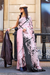 Printed Satin Creep Saree with Smooth Modern Style Finish