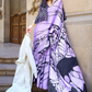 Printed Satin Creep Saree with Smooth Modern Style Finish