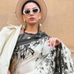 Printed Satin Creep Saree with Smooth Modern Style Finish