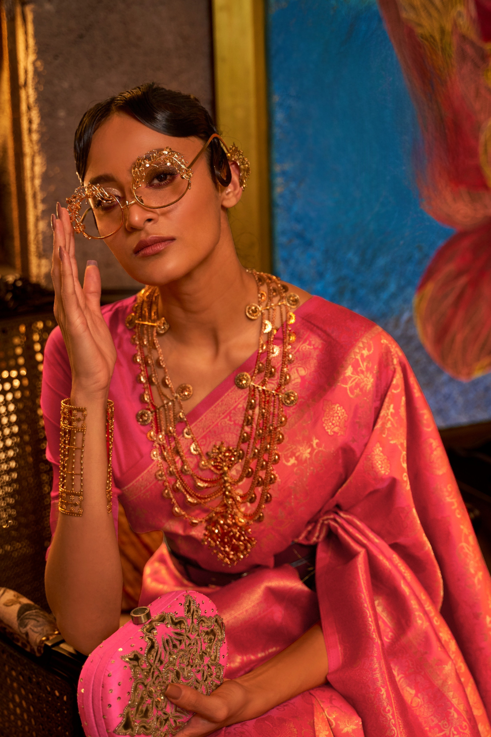 Elegant Pure Chaap Silk Saree with Weaving Detailing