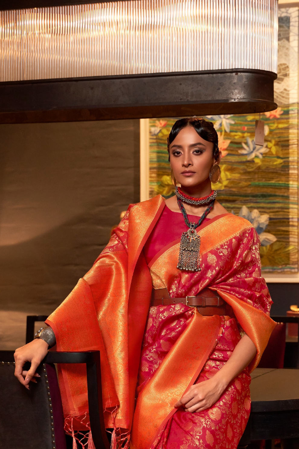 Elegant Pure Chaap Silk Saree with Weaving Detailing