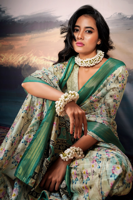 Pure Cotton Silk Saree with Elegant Digital Print - LaVante Fashion