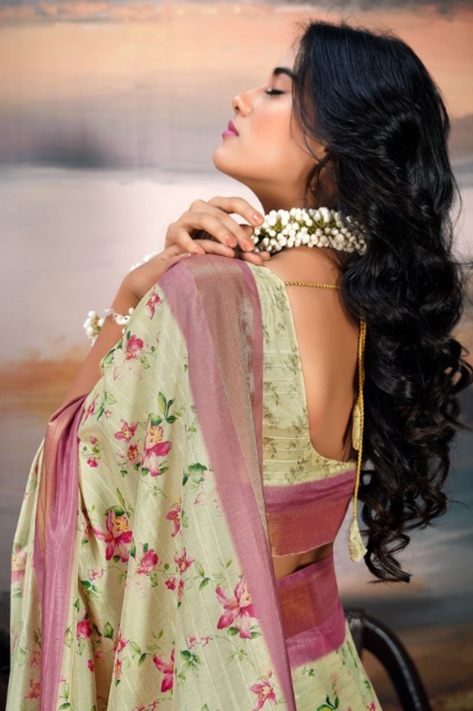 Pure Cotton Silk Saree with Elegant Digital Print - LaVante Fashion